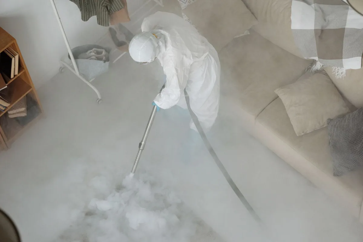 Biohazard cleanup technician in protective equipment, Homosassa Springs, FL